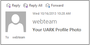 Screenshot example of profile image displayed in Outlook