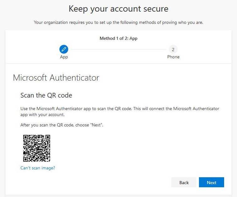 Screenshot of QR code to verify your device and account.